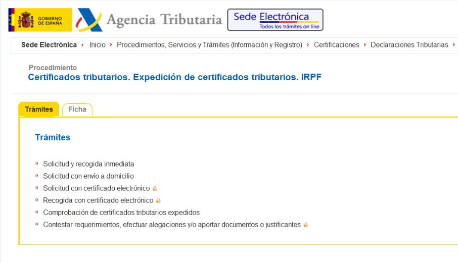 Pantalla Agencia Tributaria